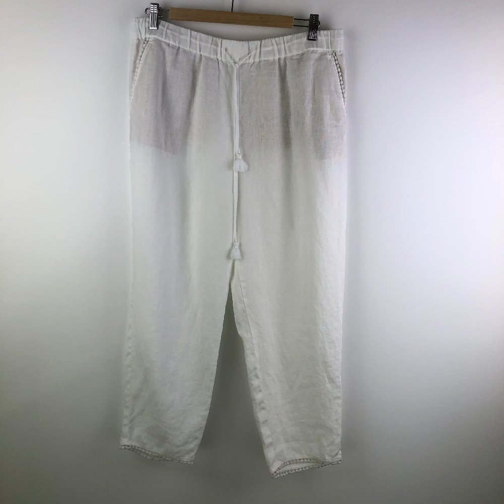 Talbots Womens White Linen Capri Pants Size 10